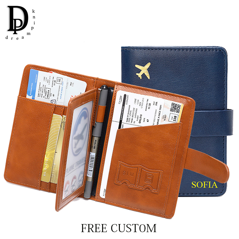 Men'S Accessories Travel Bag - Dompet Paspor Perjalanan Huruf Kustom Kulit