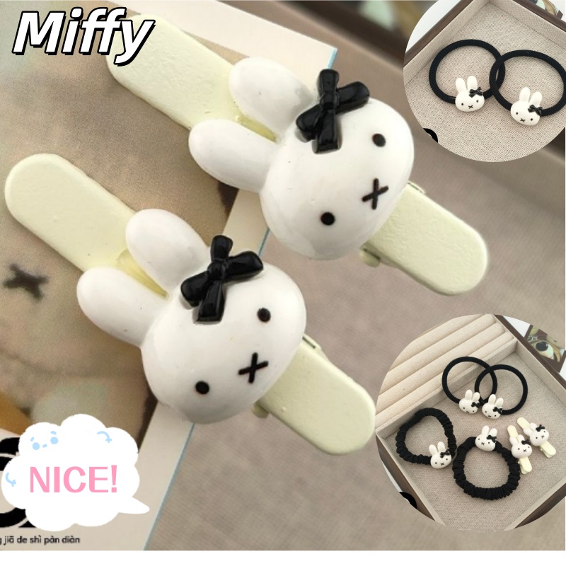 Tie Clip Set - Ikat Rambut Pita Kelinci Miffy Lucu,