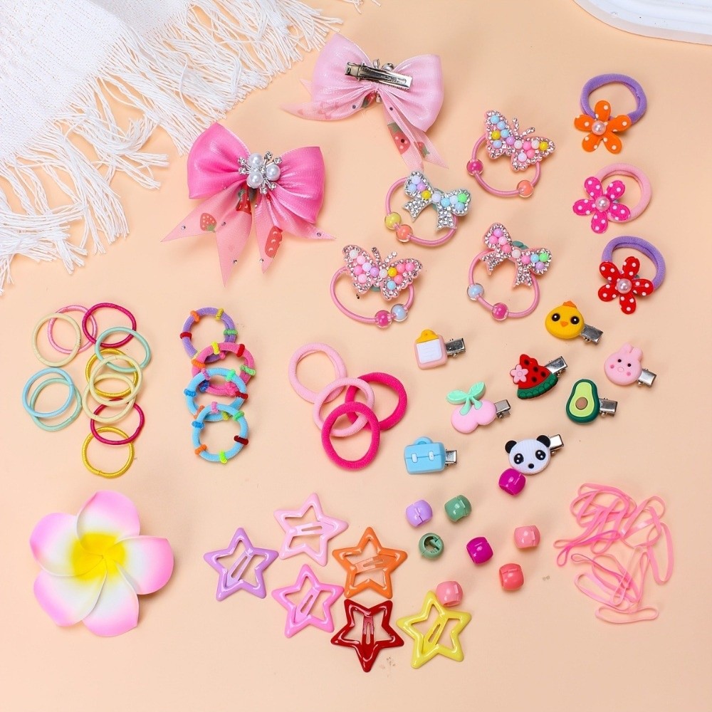 Tie Clip Set - Set Aksesoris Rambut Elastis Tinggi Tanpa