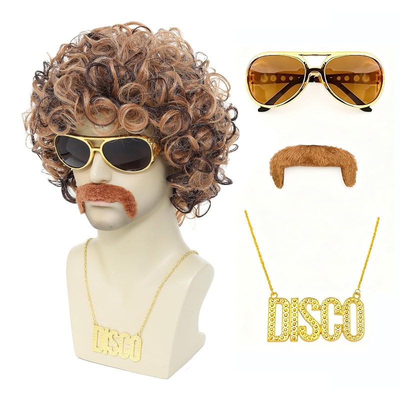 Men'S Accessories In The 80S - Set Wig Kostum Disko 70an 80an