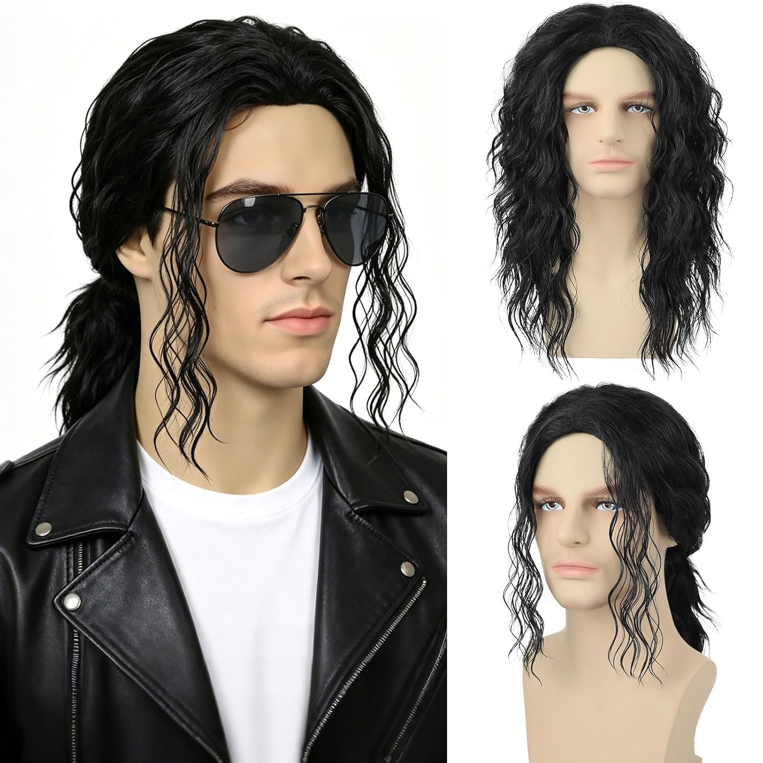Men'S Accessories In The 80S - Wig Keriting Hitam Pria untuk Kostum