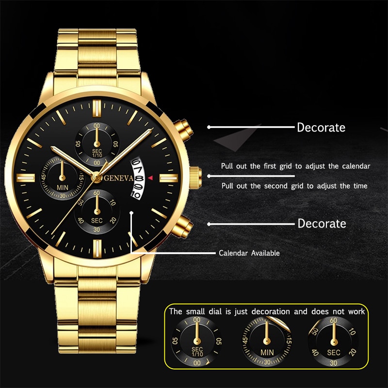 Jam tangan emas Stainless Stee - Men Accessories For Wrist ulasan dan harga